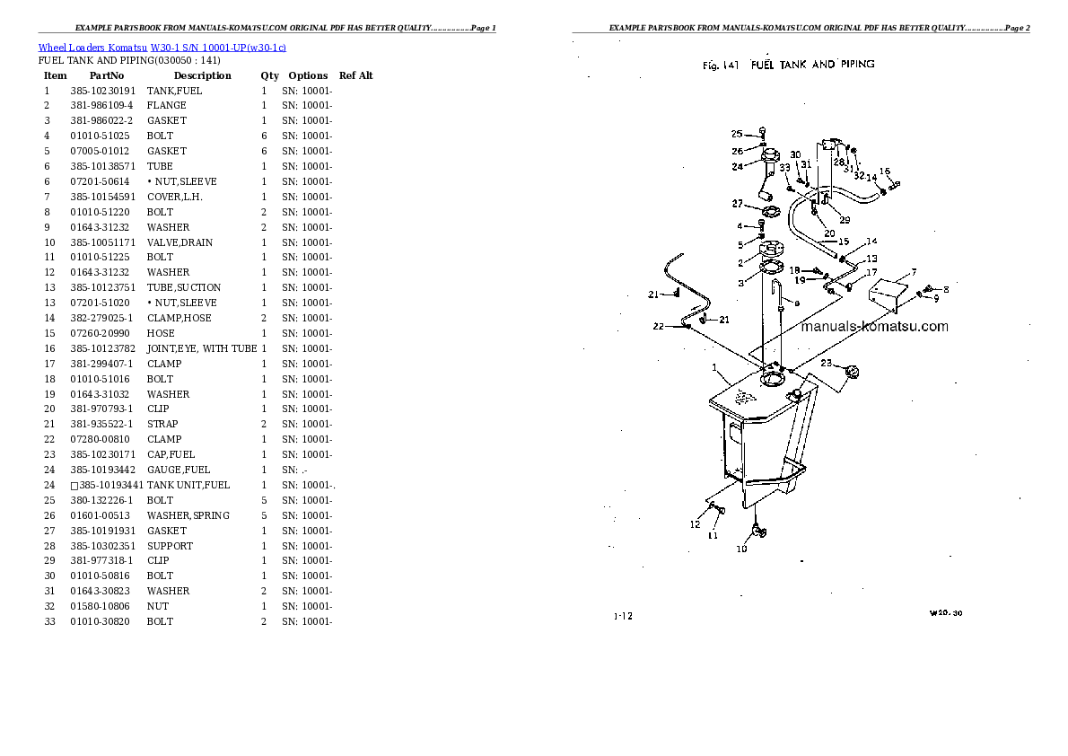 Protected: W30-1 S/N 10001-UP Partsbook