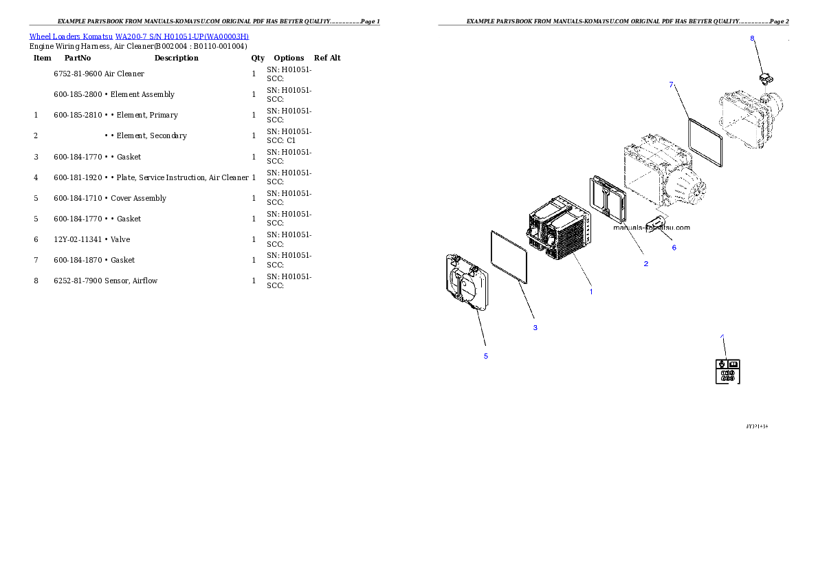 Protected: WA200-7 S/N H01051-UP Partsbook