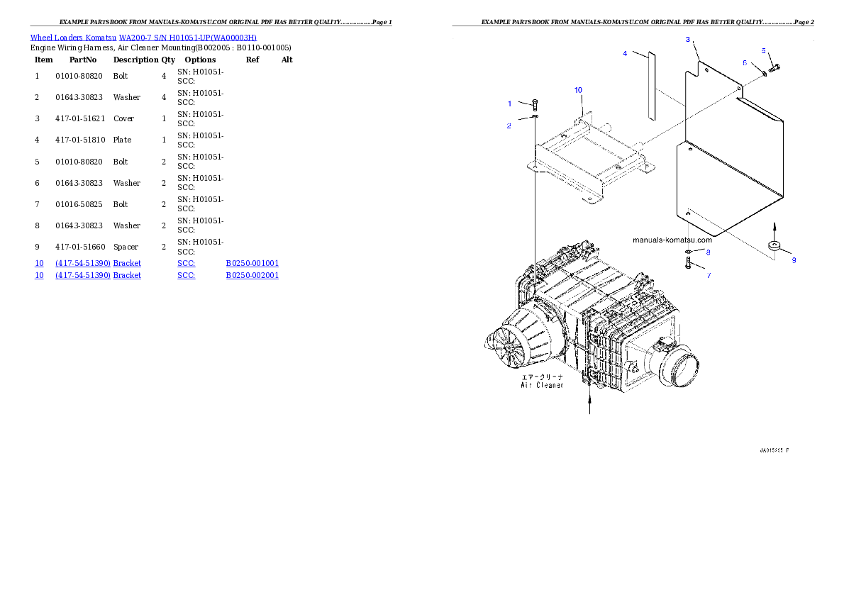 Protected: WA200-7 S/N H01051-UP Partsbook