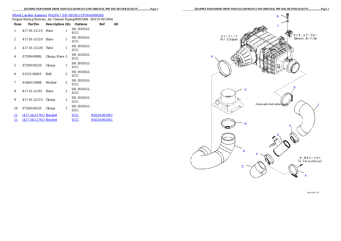 Protected: WA200-7 S/N H01051-UP Partsbook