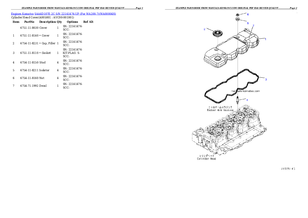 Protected: SAA4D107E-2C S/N 22141476-UP (For WA200-7) Partsbook