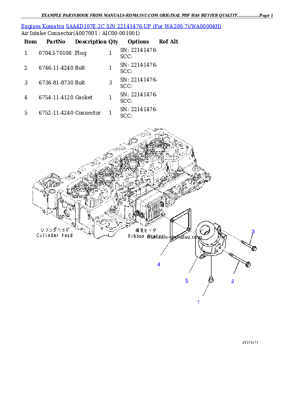 Protected: SAA4D107E-2C S/N 22141476-UP (For WA200-7) Partsbook