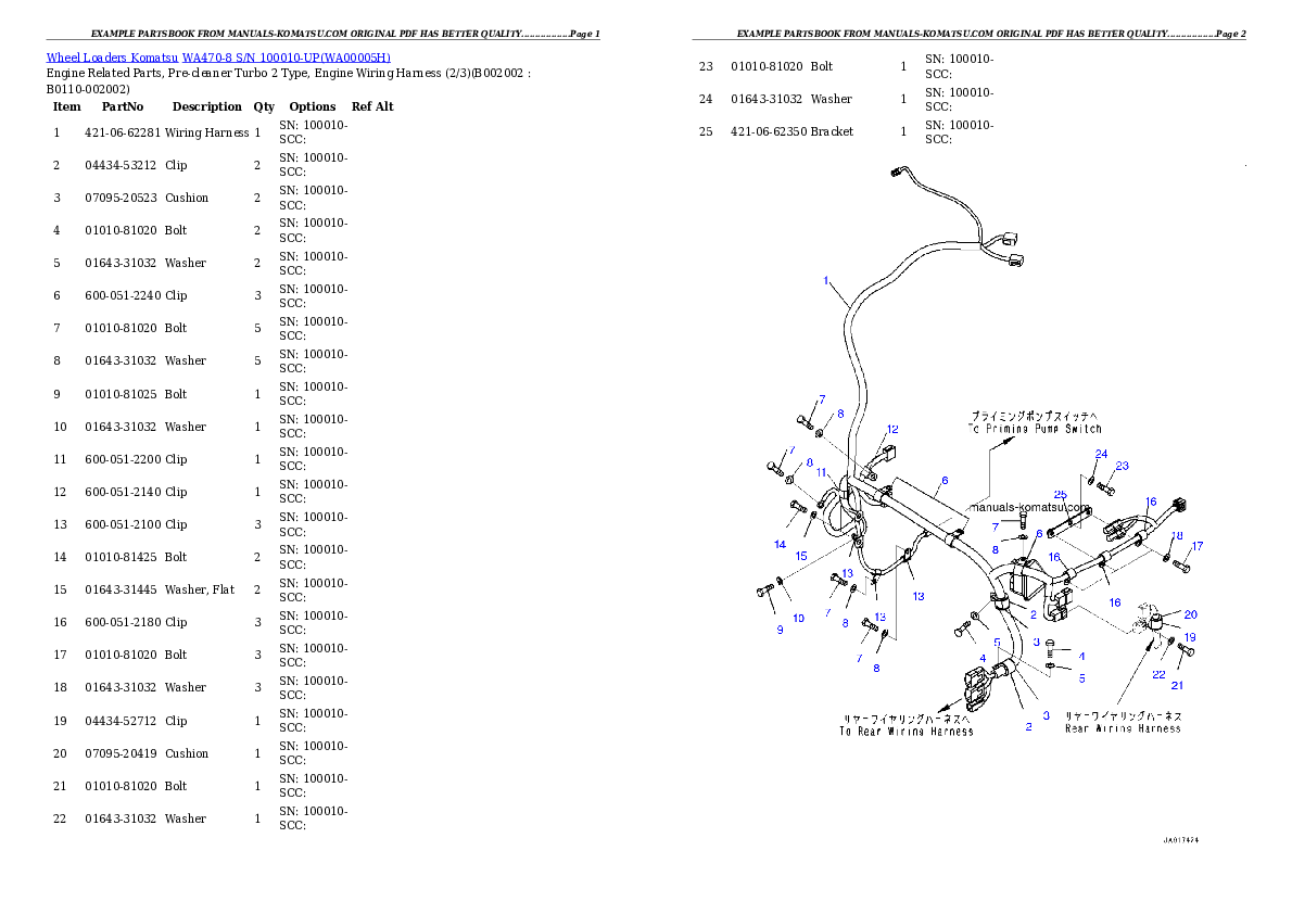 WA470-8 S/N 100010-UP Partsbook