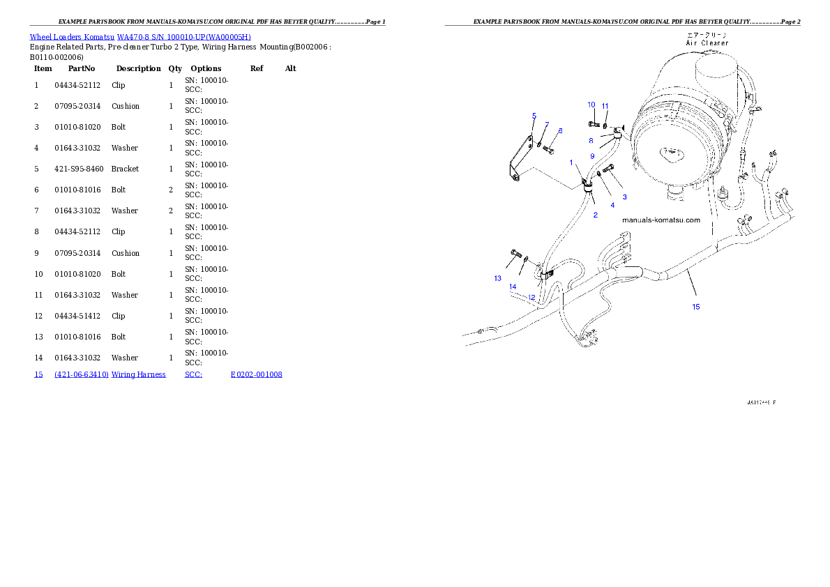 Protected: WA470-8 S/N 100010-UP Partsbook