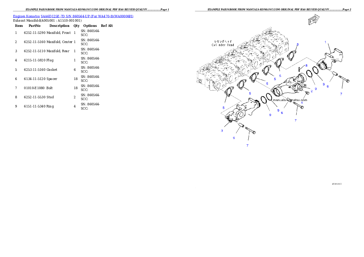 Protected: SAA6D125E-7D S/N 860564-UP (For WA470-8) Partsbook