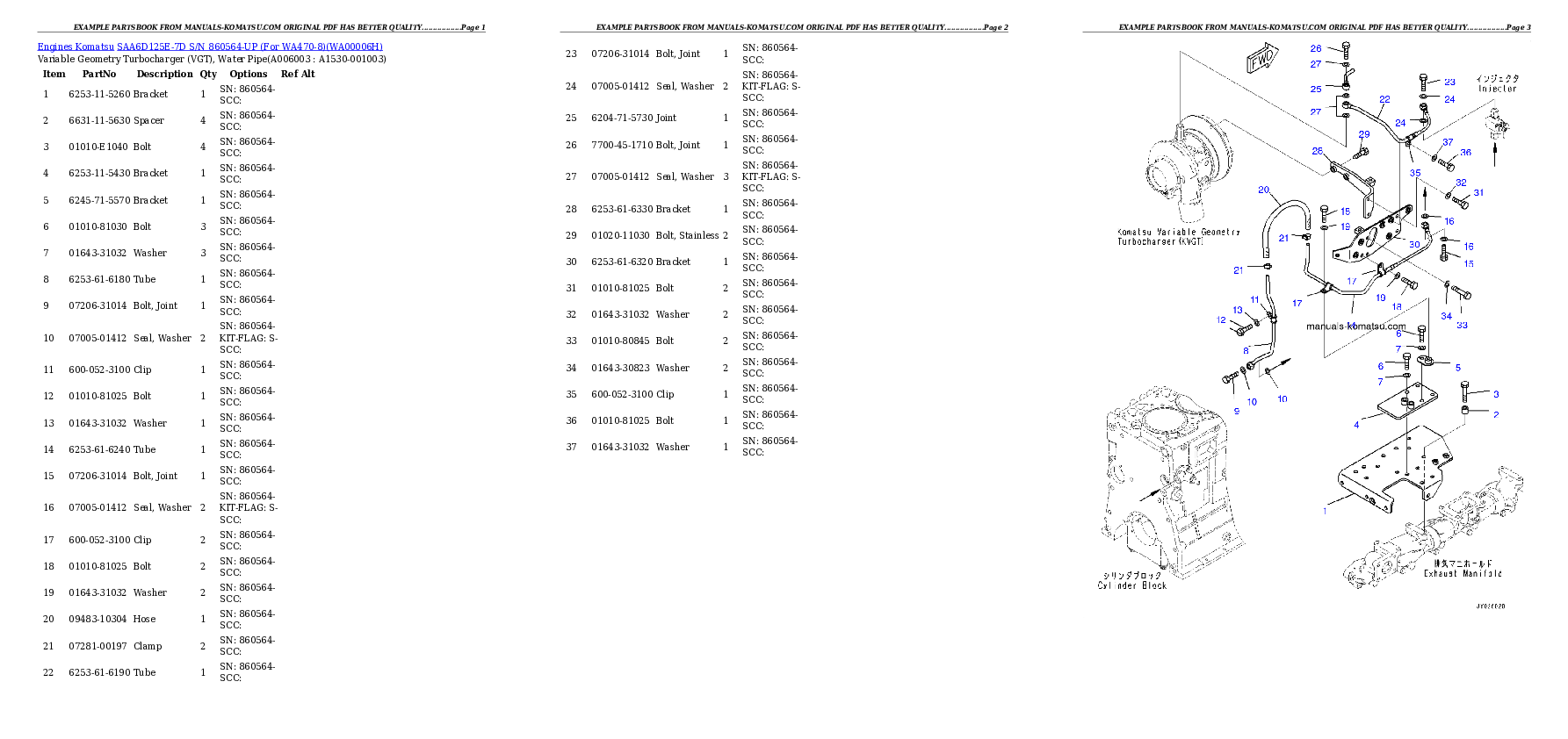 Protected: SAA6D125E-7D S/N 860564-UP (For WA470-8) Partsbook