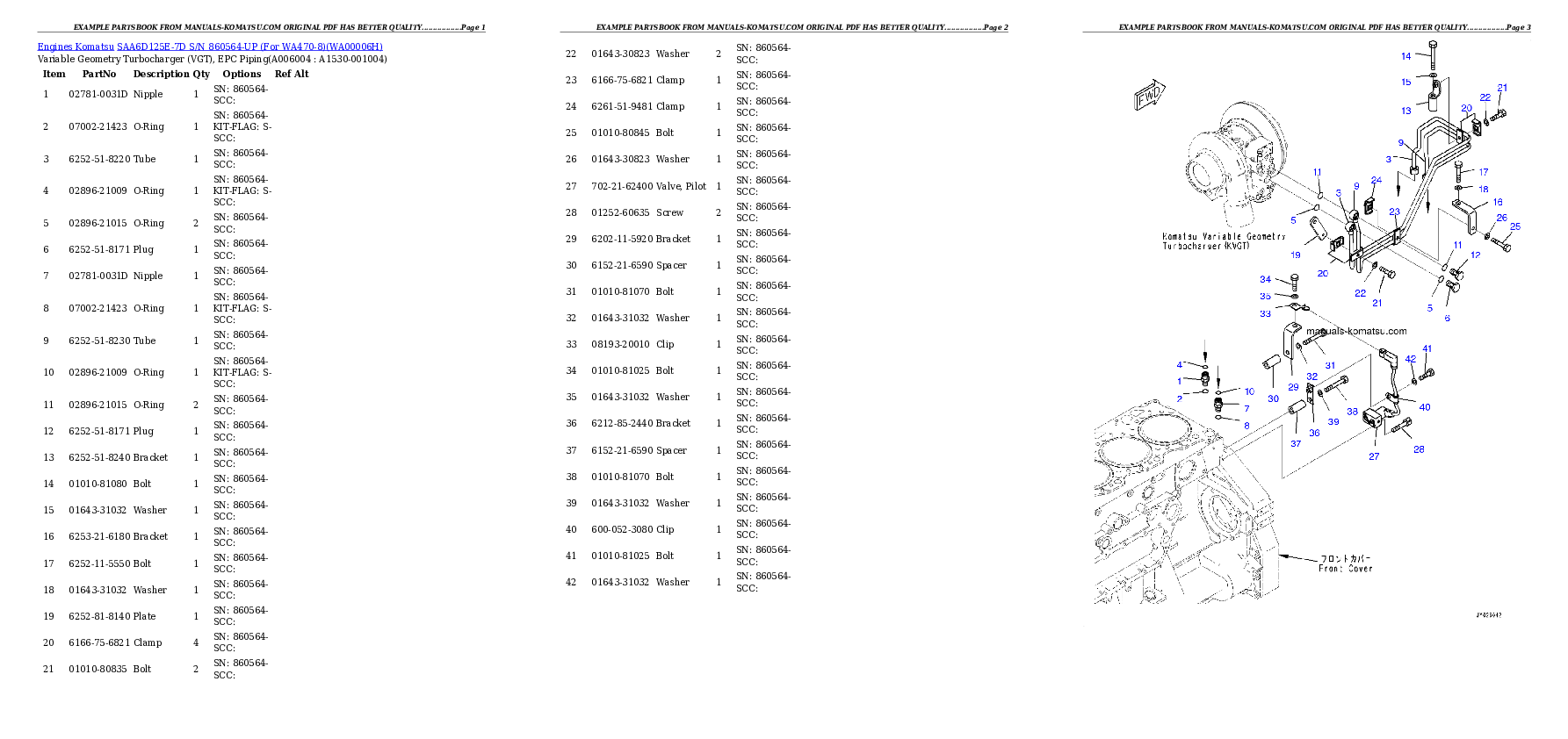 Protected: SAA6D125E-7D S/N 860564-UP (For WA470-8) Partsbook