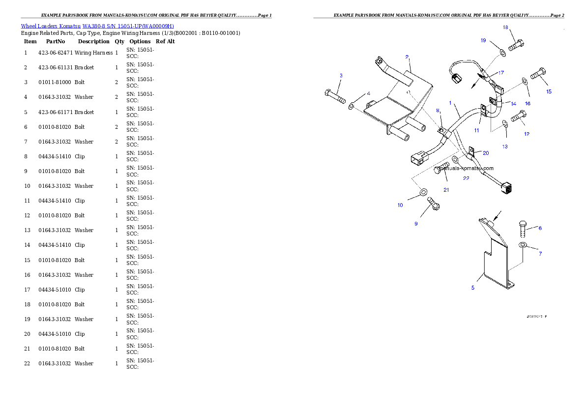 WA380-8 S/N 15051-UP Partsbook