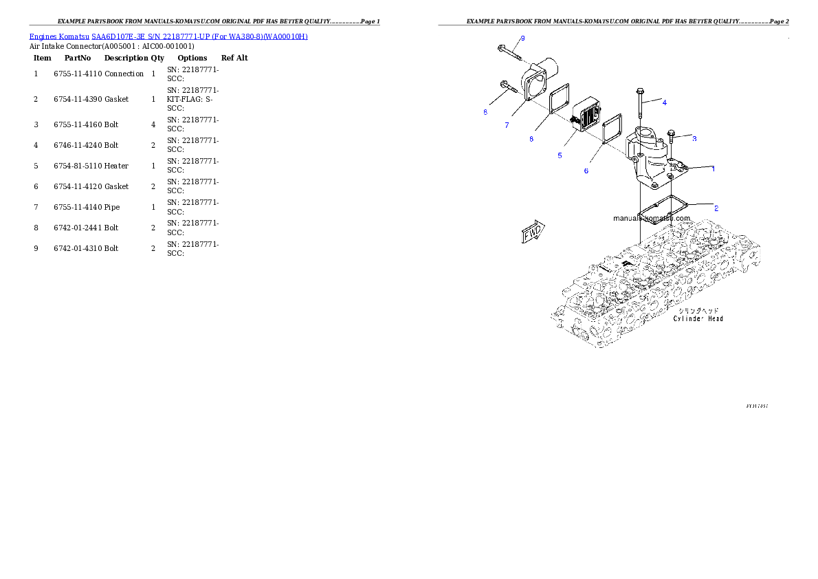 Protected: SAA6D107E-3E S/N 22187771-UP (For WA380-8) Partsbook