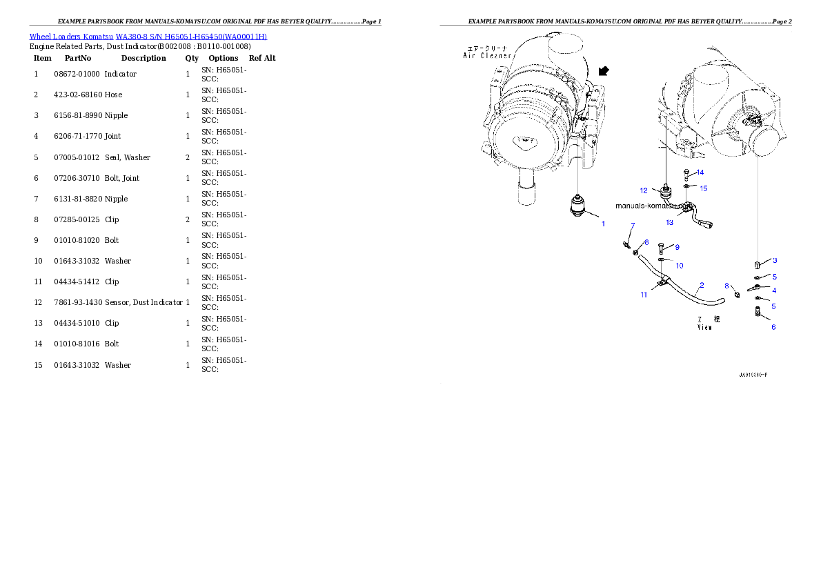 Protected: WA380-8 S/N H65051-H65450 Partsbook