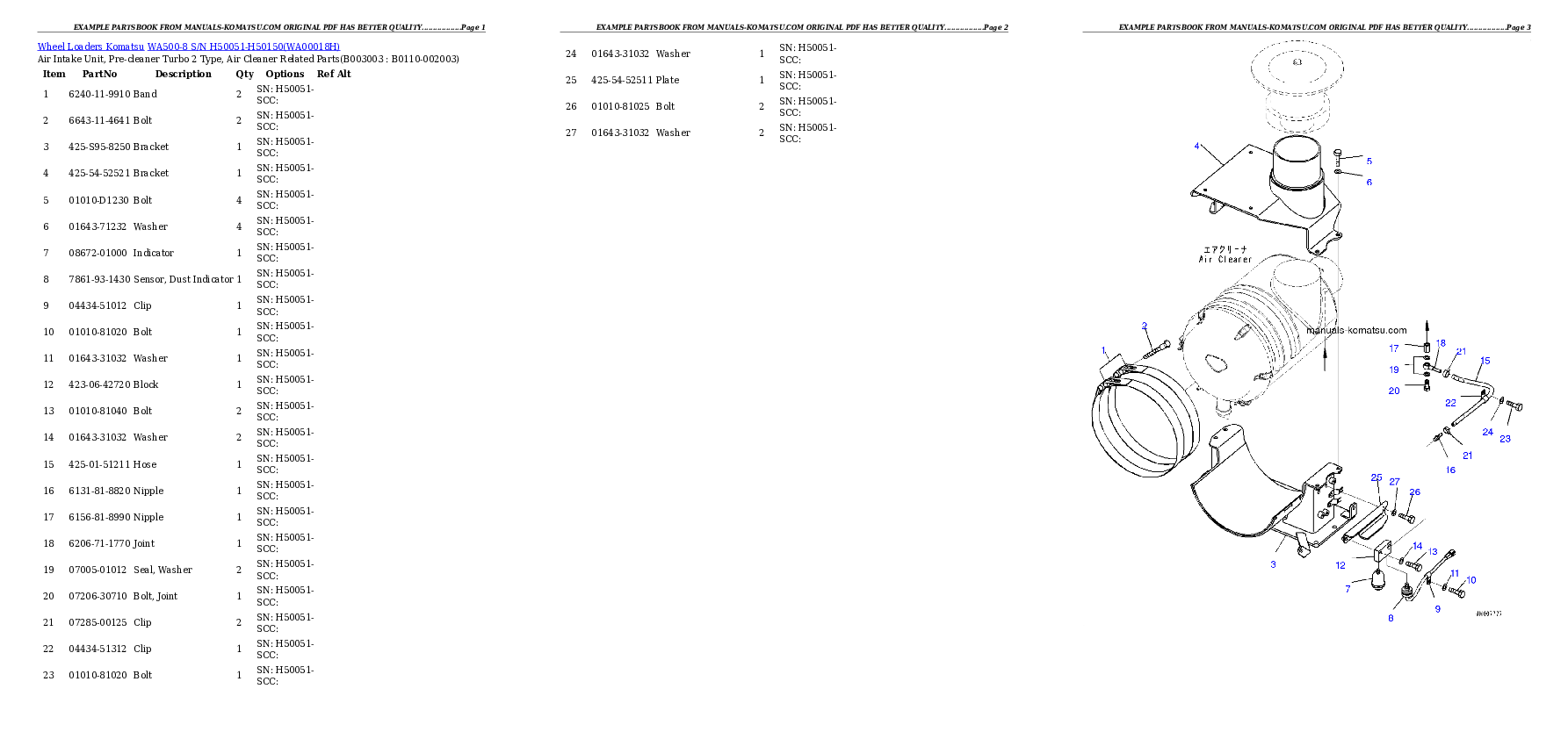 Protected: WA500-8 S/N H50051-H50150 Partsbook