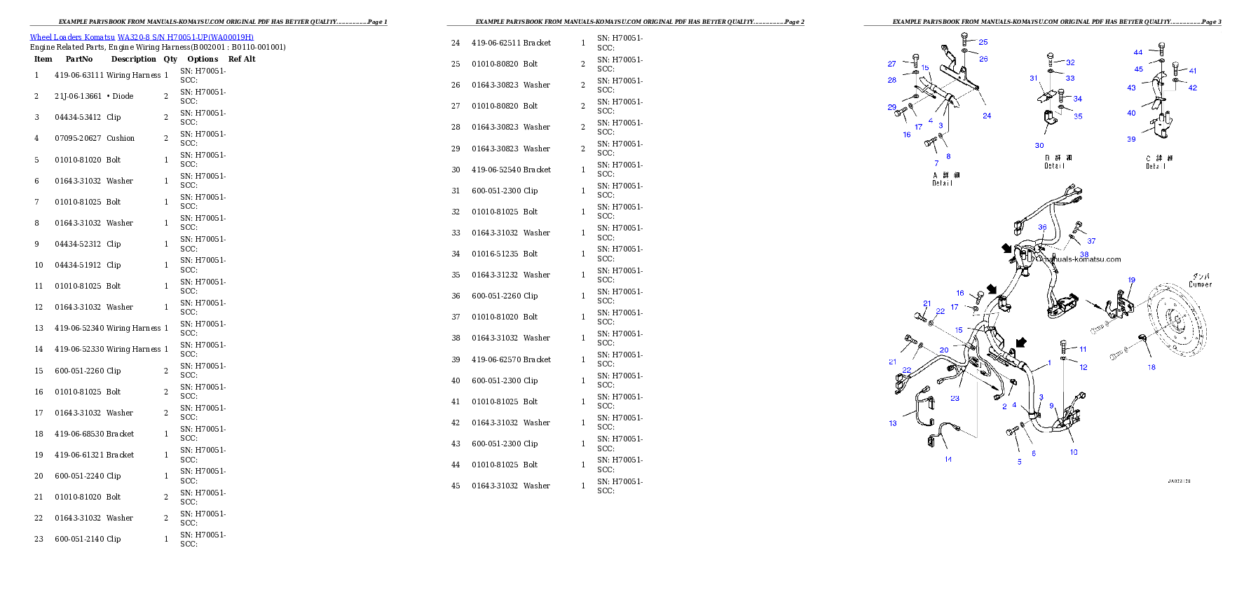WA320-8 S/N H70051-UP Partsbook