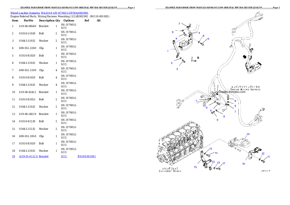 WA320-8 S/N H70051-UP Partsbook