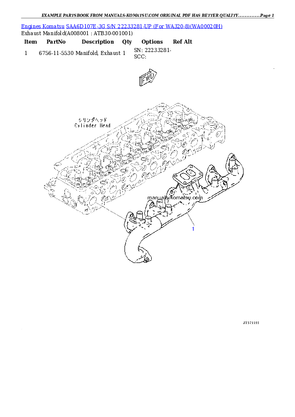 Protected: SAA6D107E-3G S/N 22233281-UP (For WA320-8) Partsbook