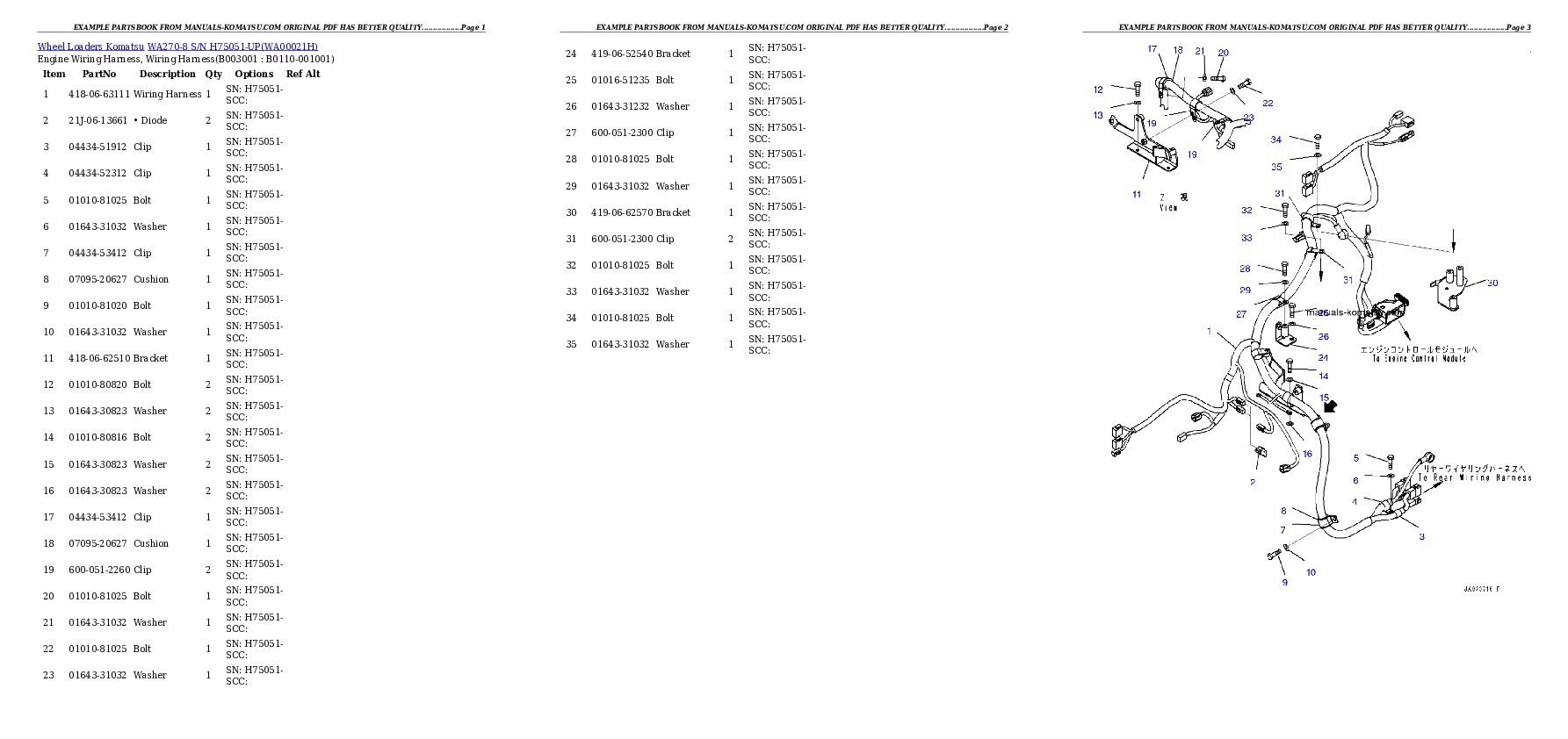 WA270-8 S/N H75051-UP Partsbook