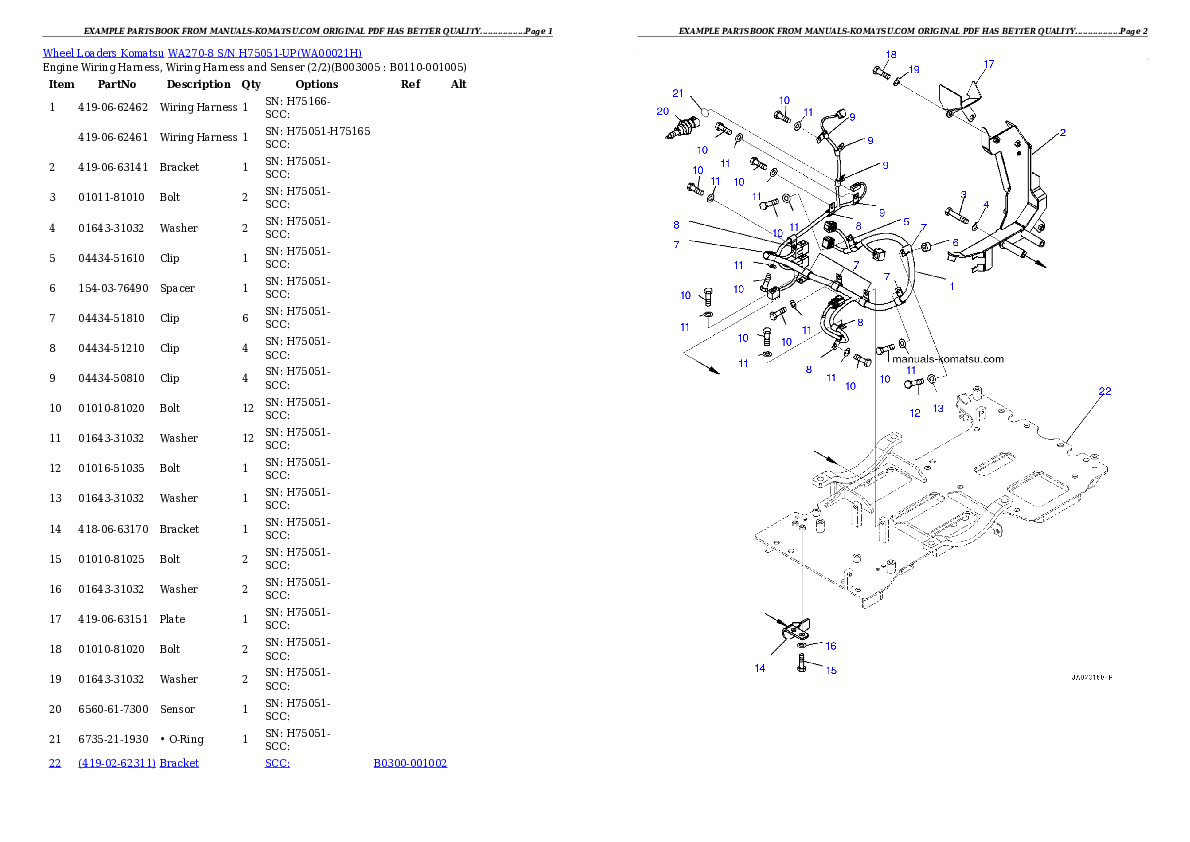 Protected: WA270-8 S/N H75051-UP Partsbook