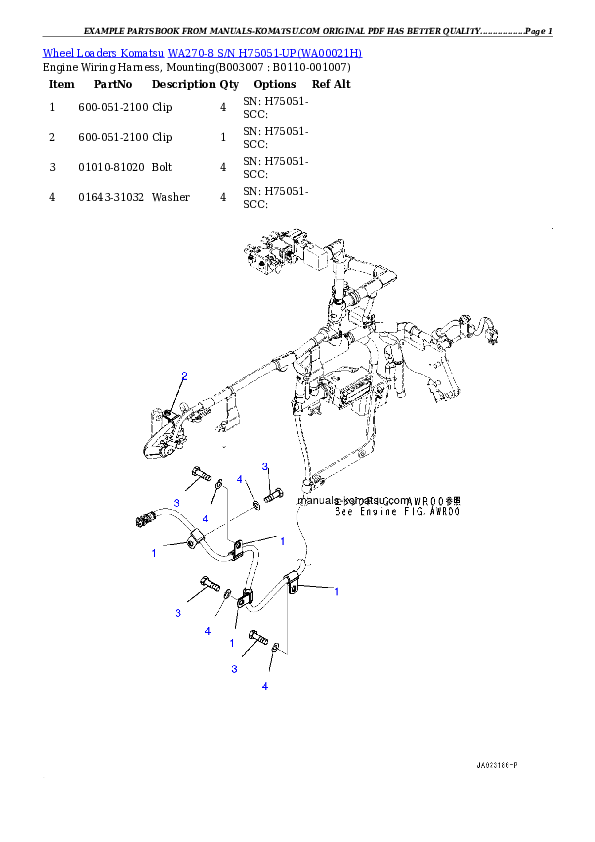 Protected: WA270-8 S/N H75051-UP Partsbook