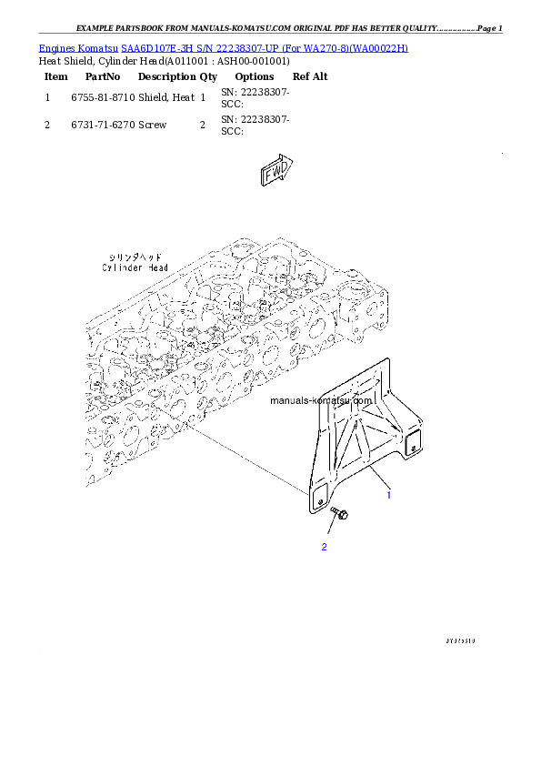 Protected: SAA6D107E-3H S/N 22238307-UP (For WA270-8) Partsbook