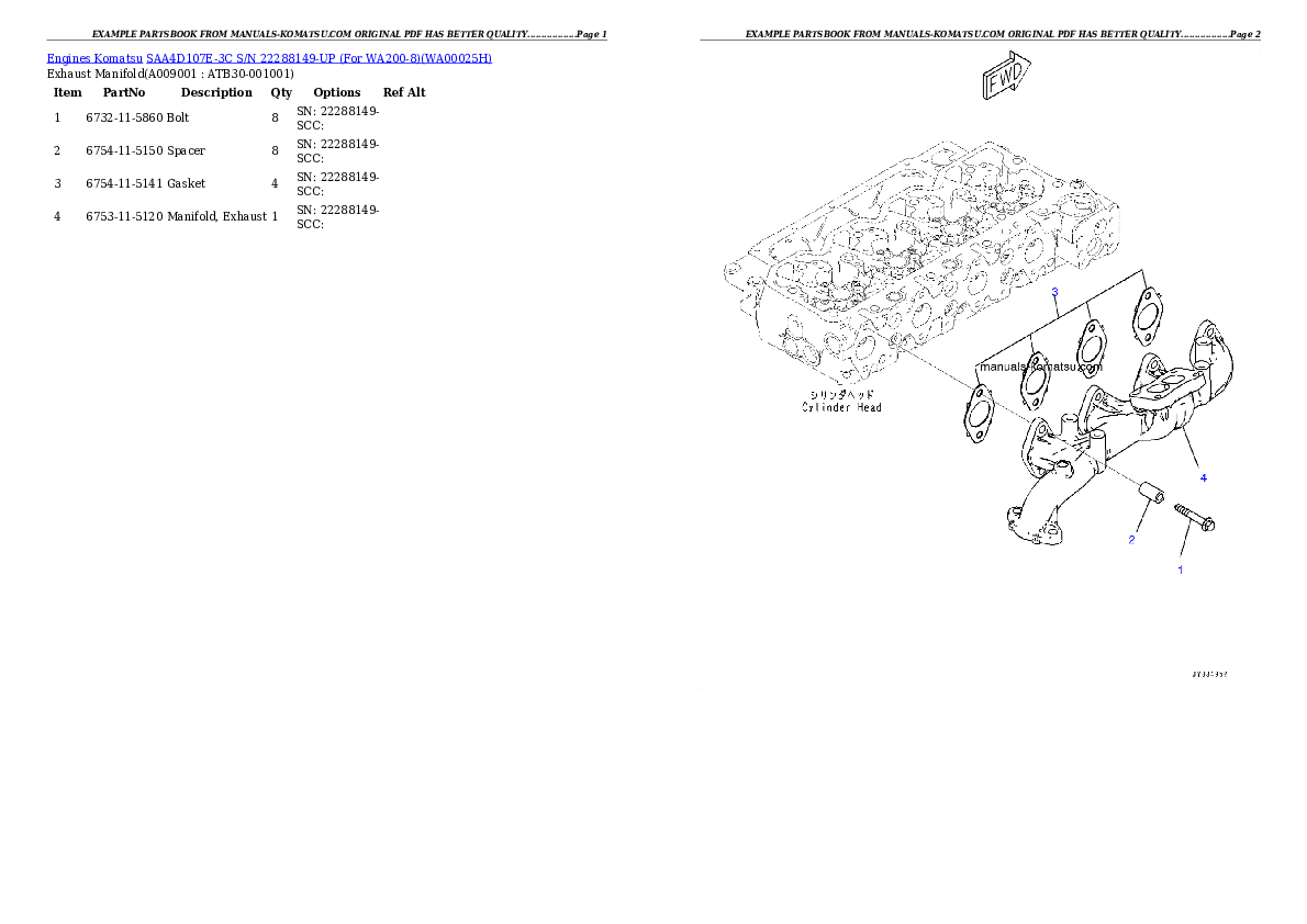 Protected: SAA4D107E-3C S/N 22288149-UP (For WA200-8) Partsbook