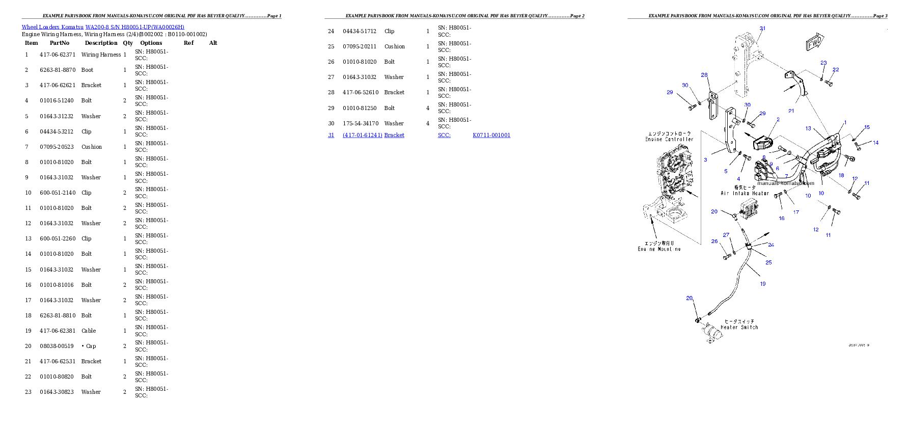 WA200-8 S/N H80051-UP Partsbook