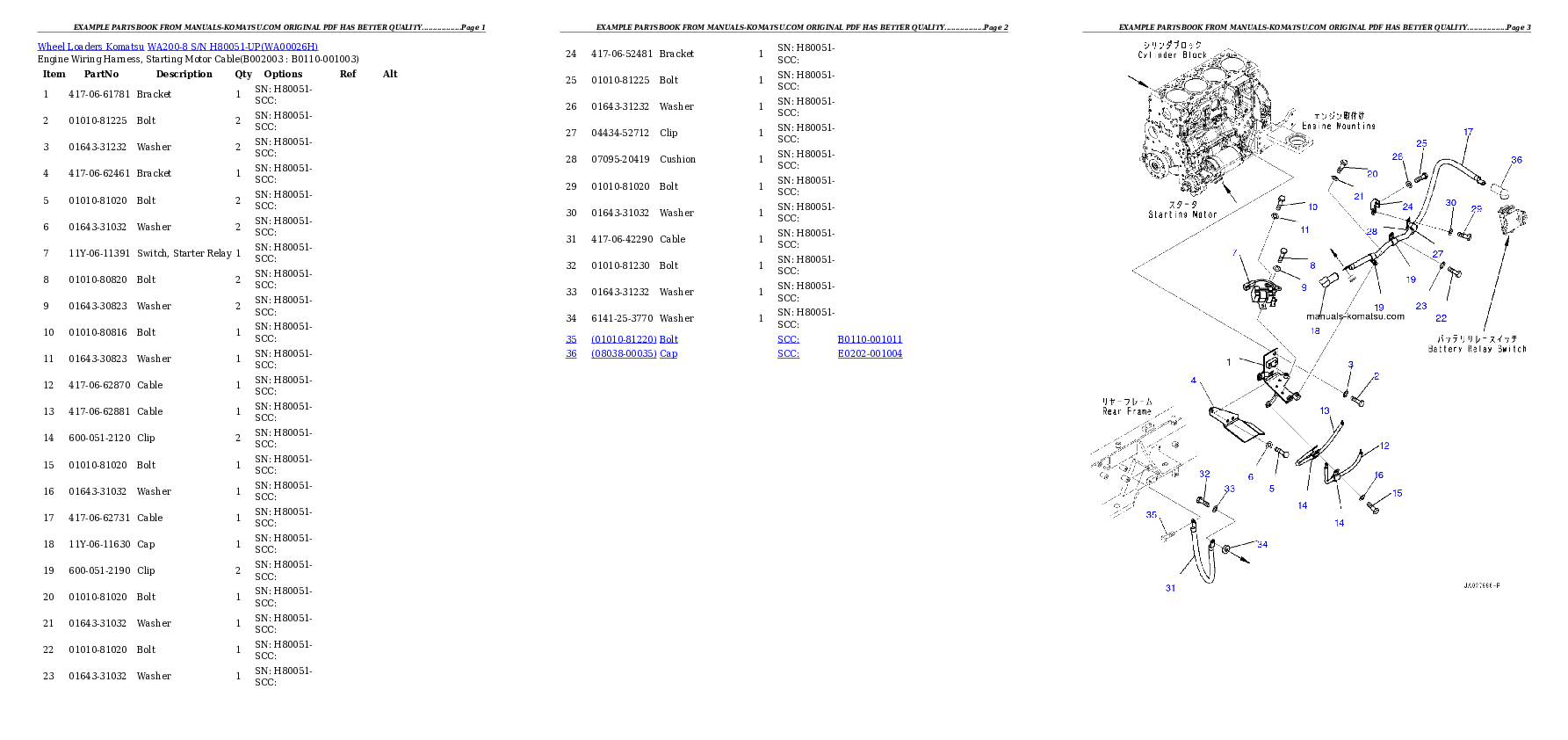 Protected: WA200-8 S/N H80051-UP Partsbook