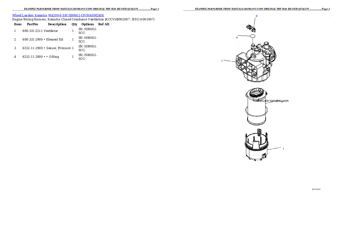 Protected: WA200-8 S/N H80051-UP Partsbook