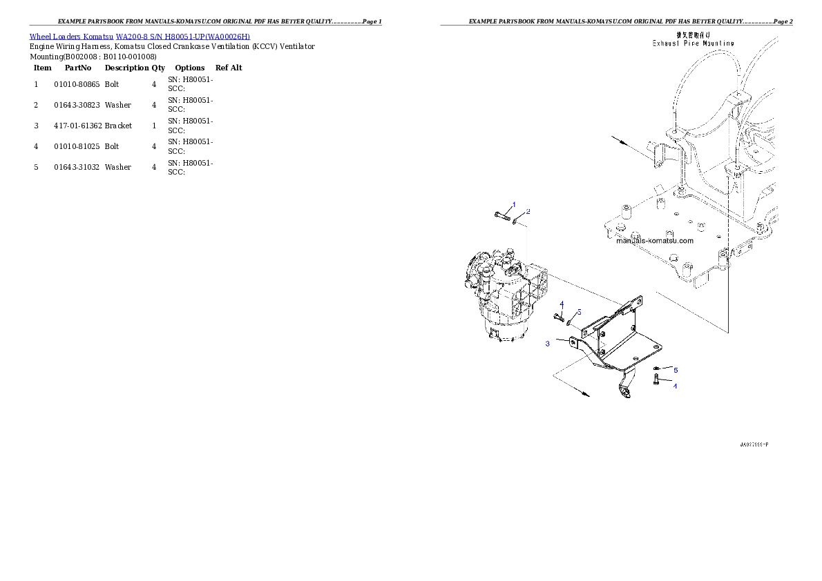 Protected: WA200-8 S/N H80051-UP Partsbook