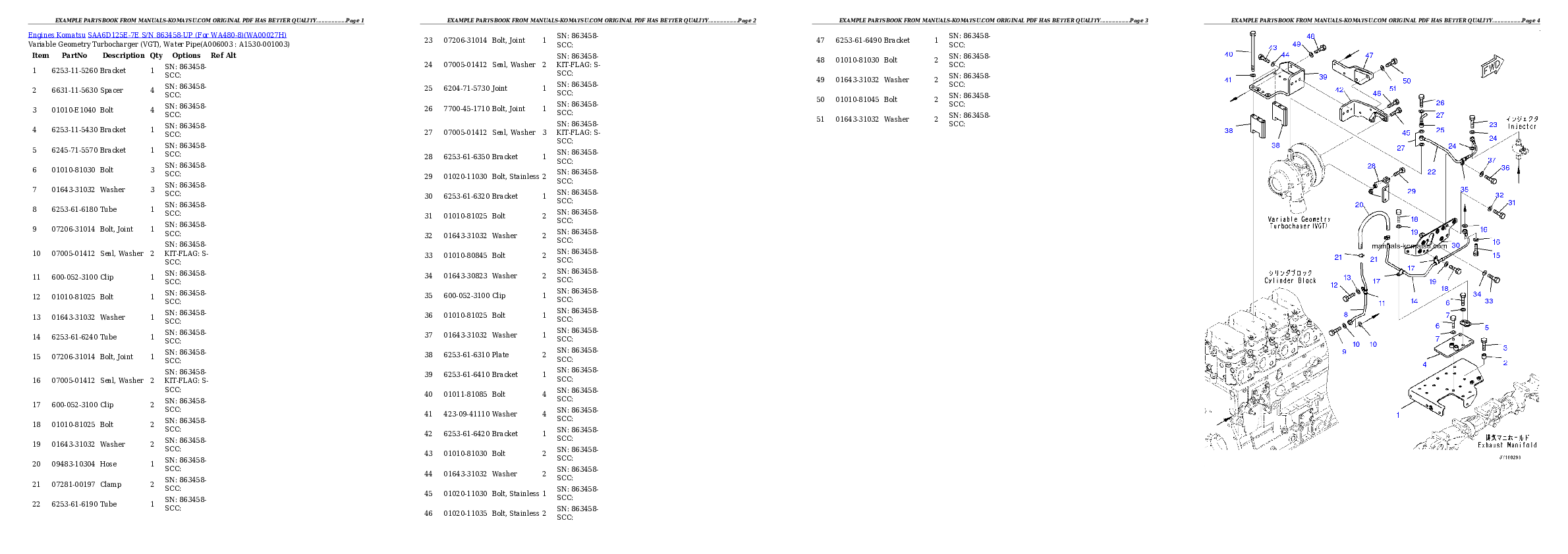 Protected: SAA6D125E-7E S/N 863458-UP (For WA480-8) Partsbook