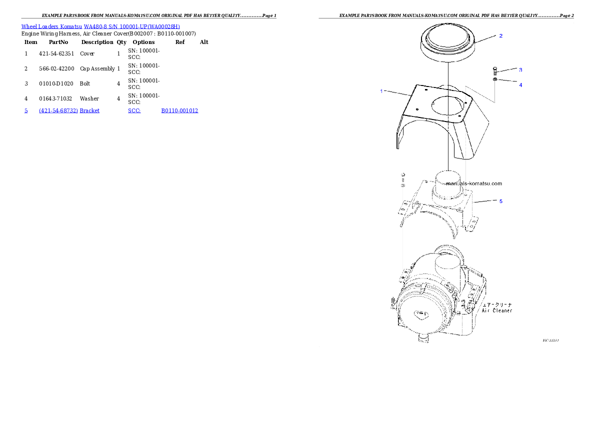 Protected: WA480-8 S/N 100001-UP Partsbook