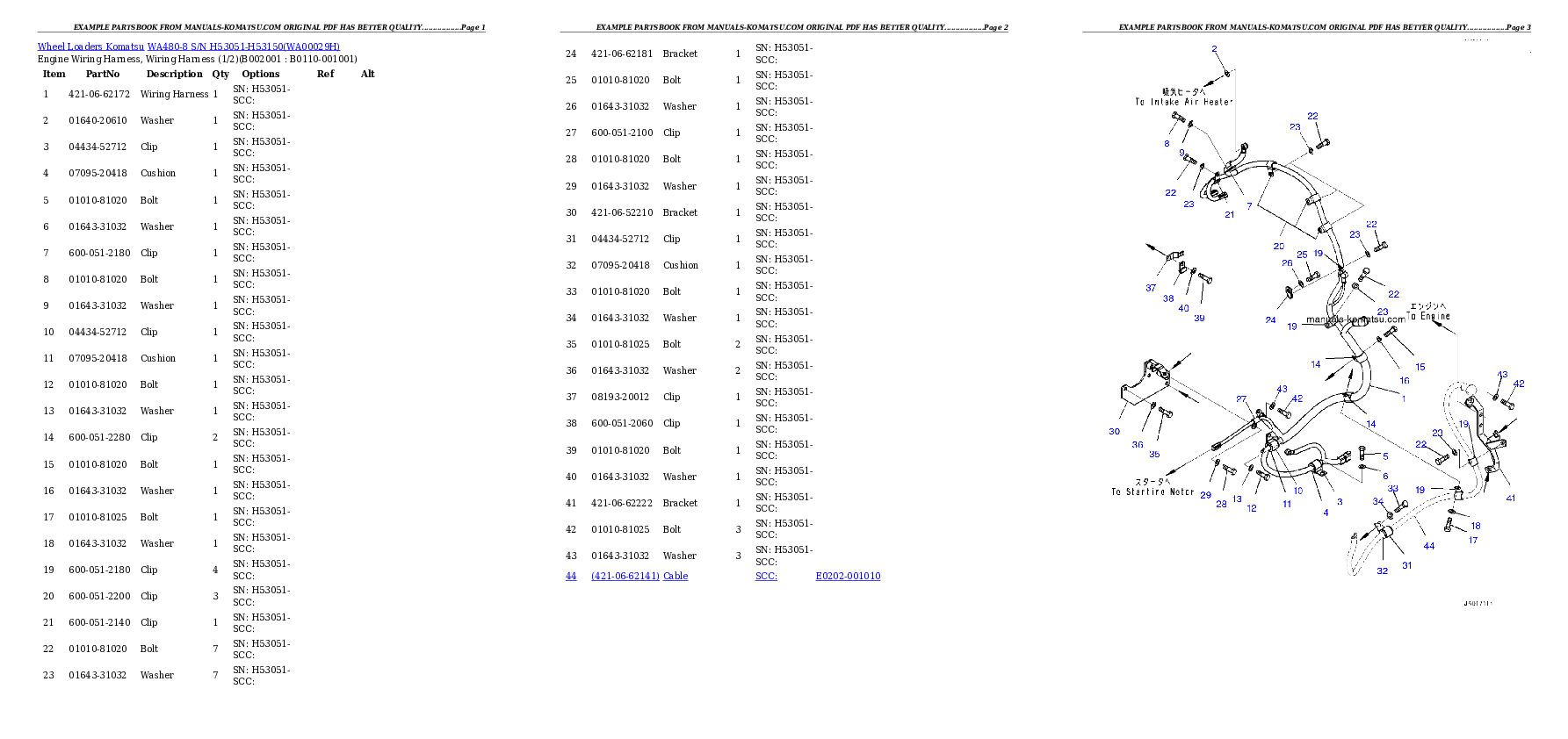 WA480-8 S/N H53051-H53150 Partsbook