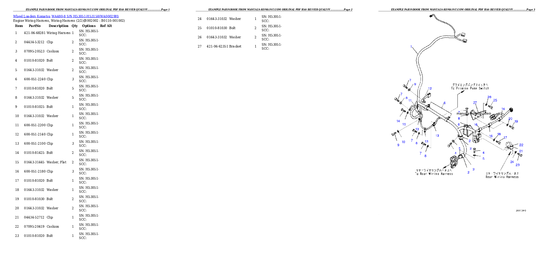 WA480-8 S/N H53051-H53150 Partsbook