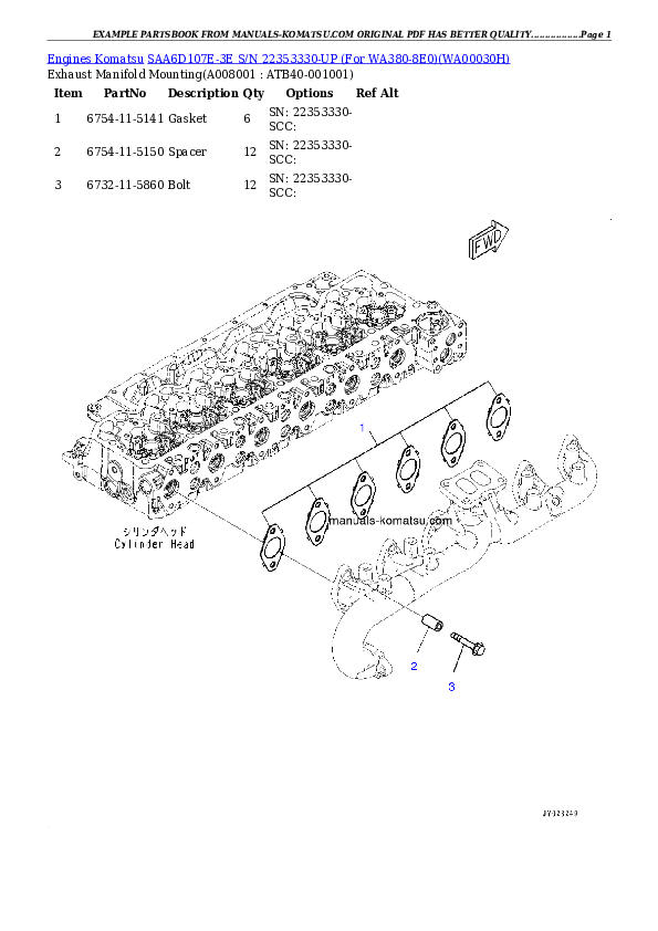 Protected: SAA6D107E-3E S/N 22353330-UP (For WA380-8E0) Partsbook