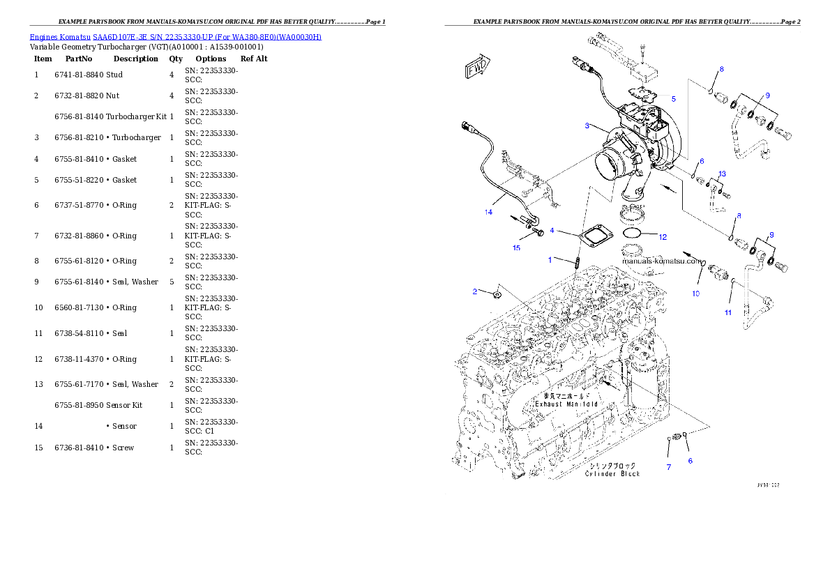 Protected: SAA6D107E-3E S/N 22353330-UP (For WA380-8E0) Partsbook