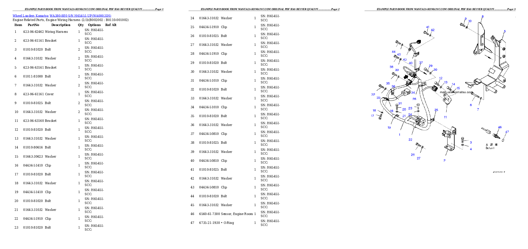 WA380-8E0 S/N H65451-UP Partsbook