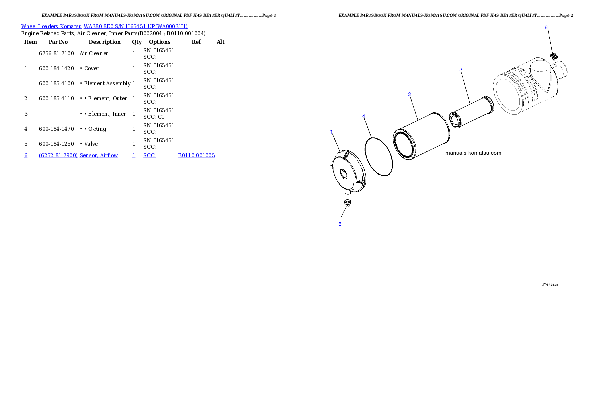 Protected: WA380-8E0 S/N H65451-UP Partsbook
