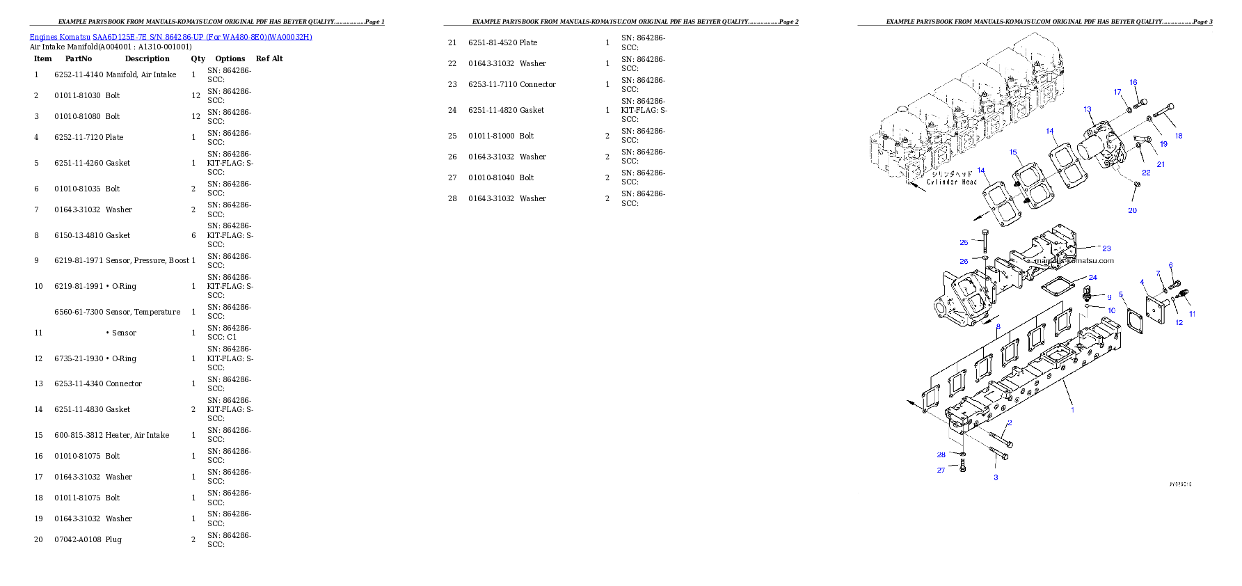 Protected: SAA6D125E-7E S/N 864286-UP (For WA480-8E0) Partsbook