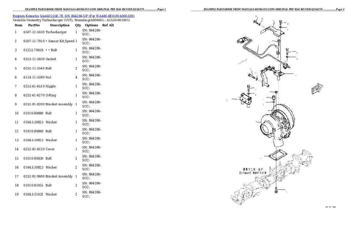 Protected: SAA6D125E-7E S/N 864286-UP (For WA480-8E0) Partsbook