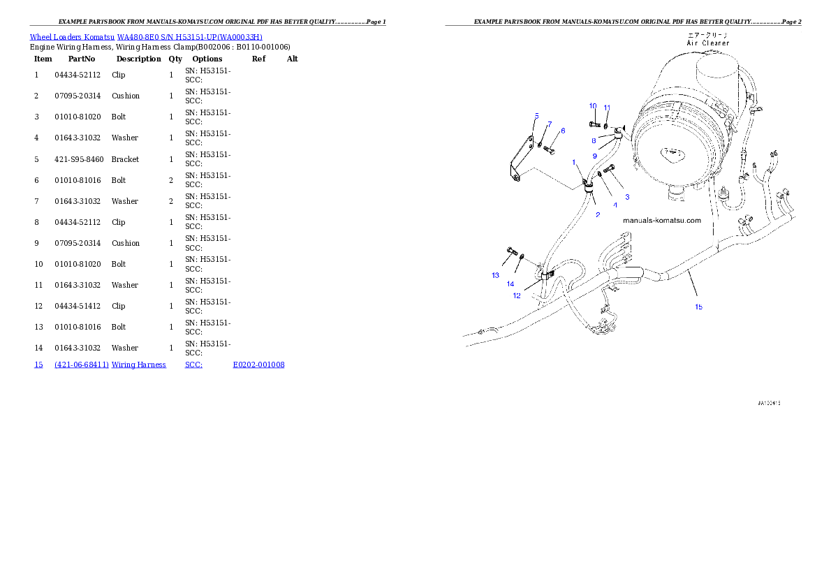 Protected: WA480-8E0 S/N H53151-UP Partsbook