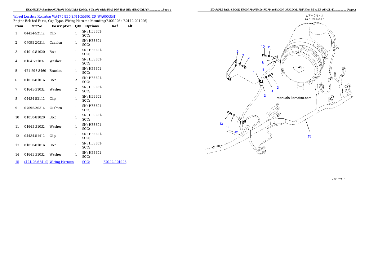 Protected: WA470-8E0 S/N H55601-UP Partsbook