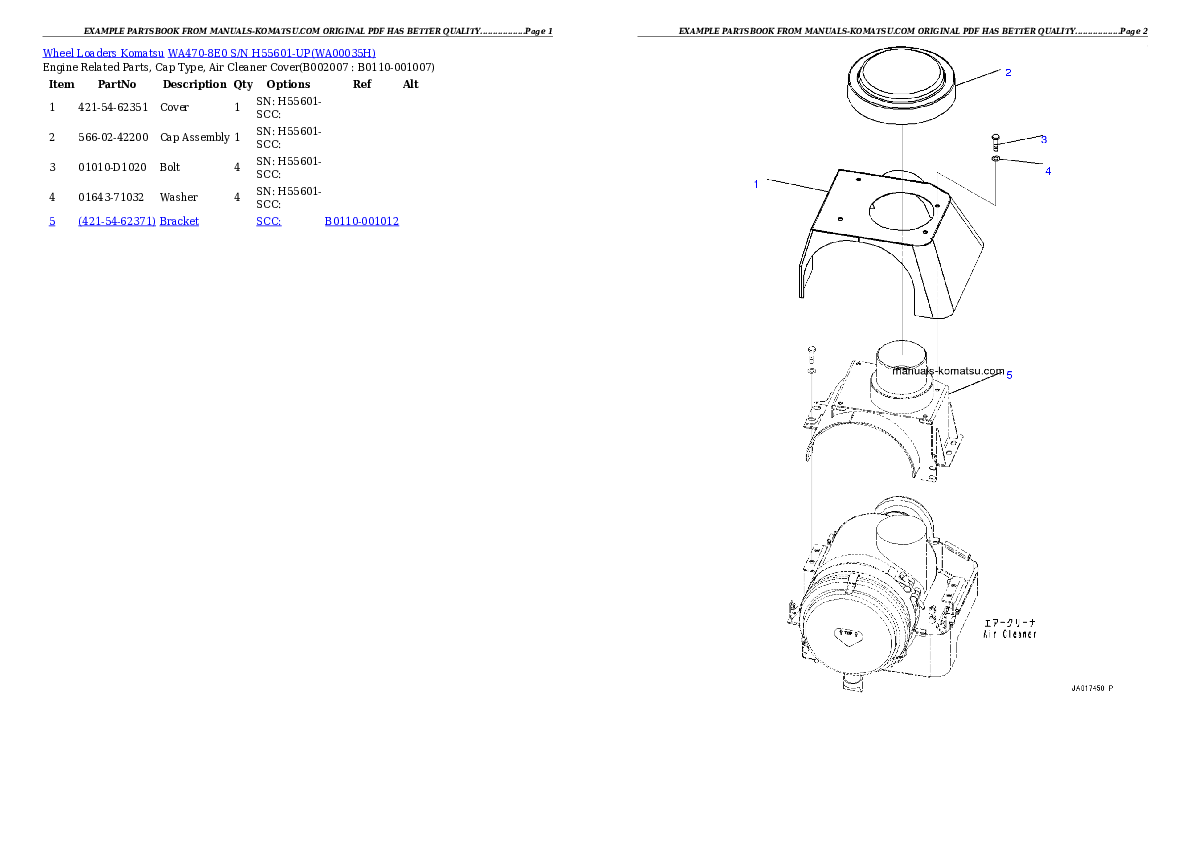 Protected: WA470-8E0 S/N H55601-UP Partsbook