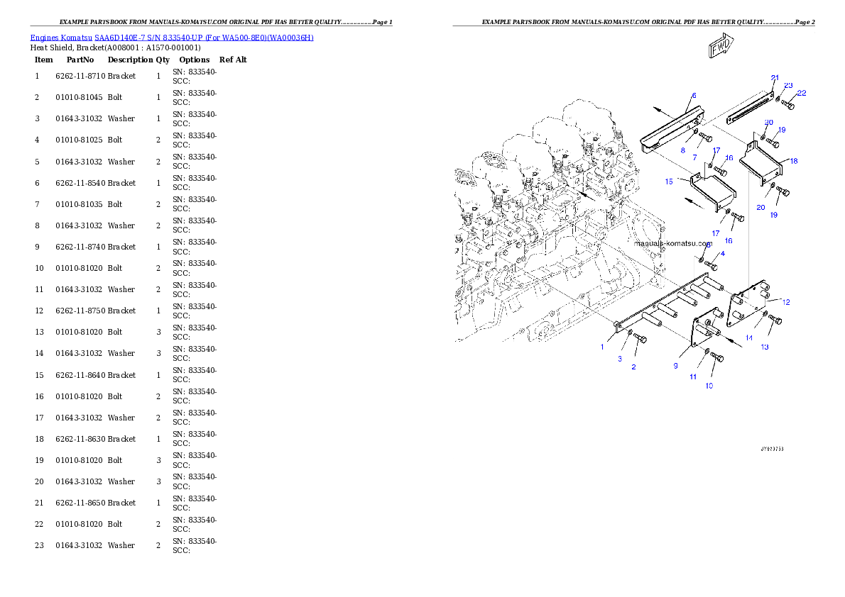 Protected: SAA6D140E-7 S/N 833540-UP (For WA500-8E0) Partsbook