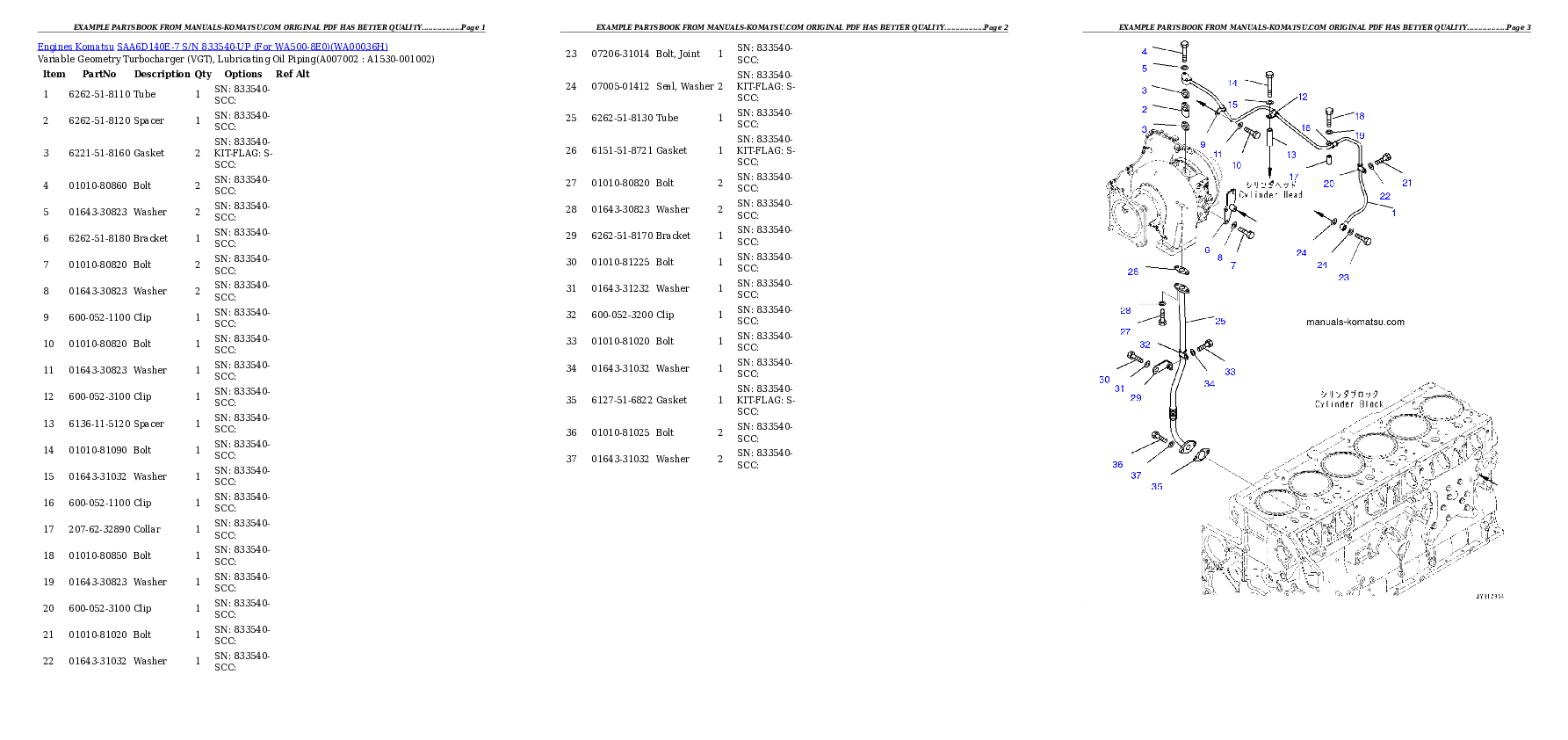 Protected: SAA6D140E-7 S/N 833540-UP (For WA500-8E0) Partsbook