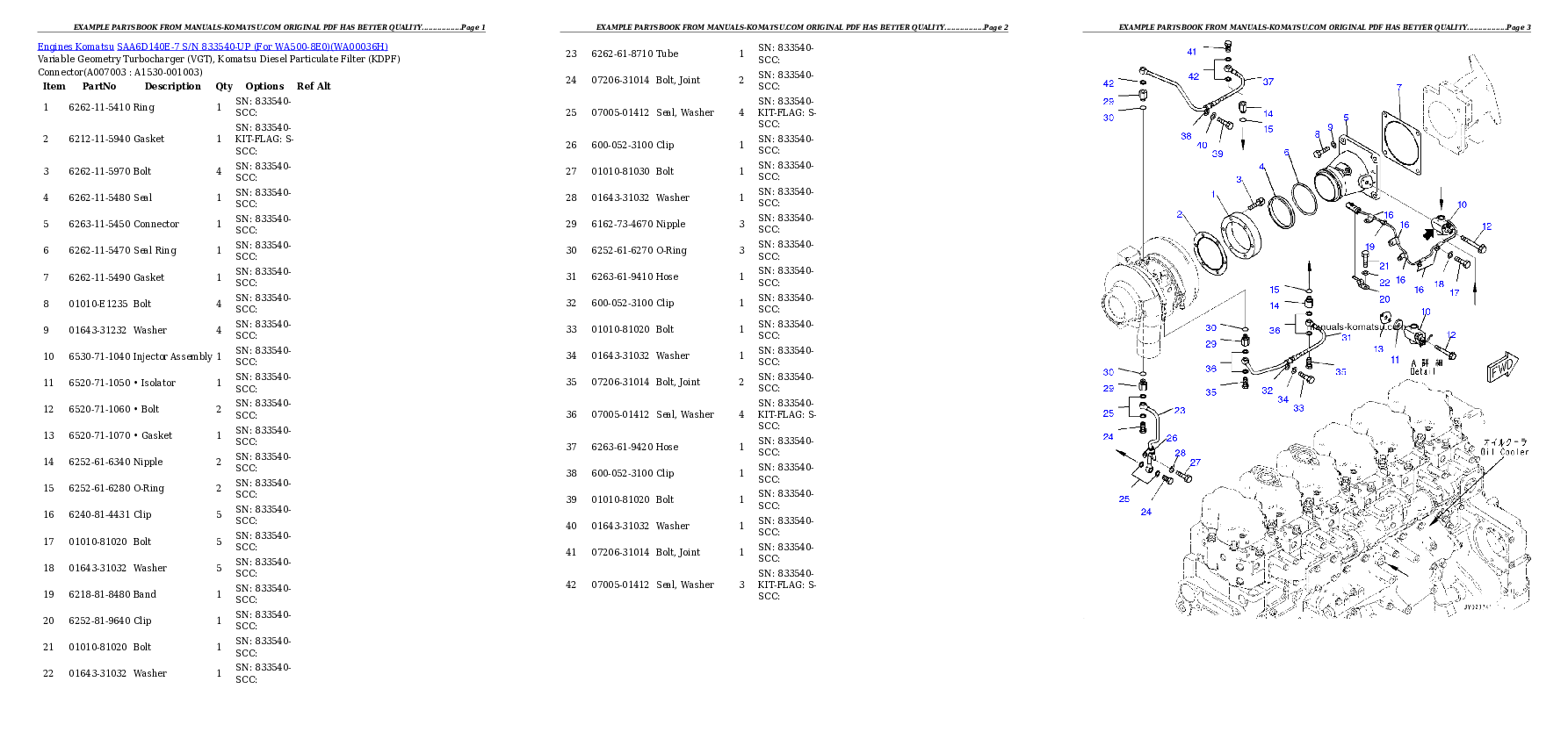 Protected: SAA6D140E-7 S/N 833540-UP (For WA500-8E0) Partsbook