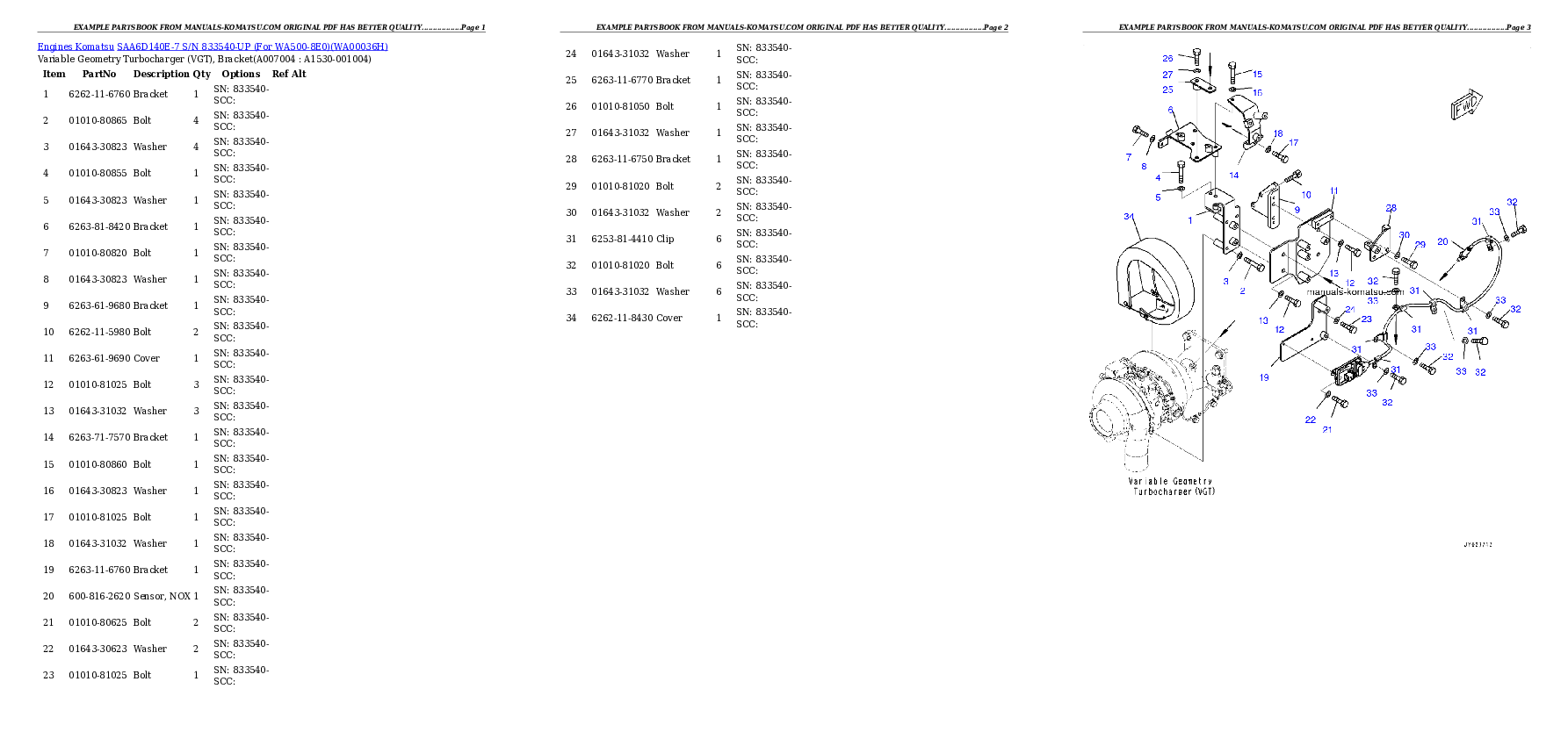 Protected: SAA6D140E-7 S/N 833540-UP (For WA500-8E0) Partsbook