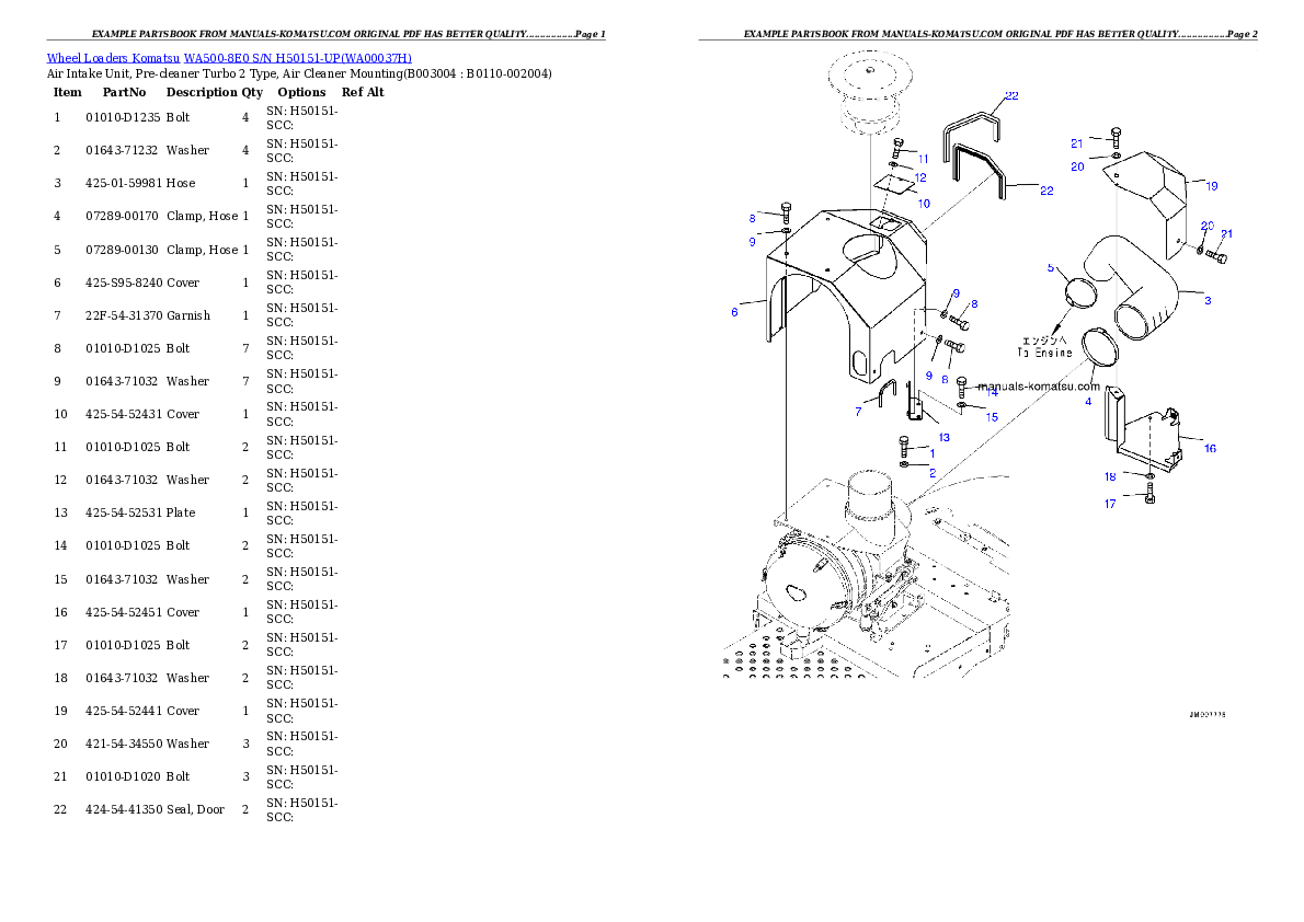 Protected: WA500-8E0 S/N H50151-UP Partsbook