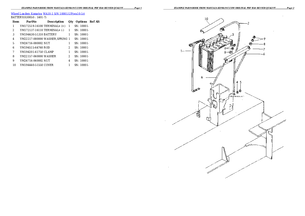 Protected: WA10-1 S/N 10001-UP Partsbook