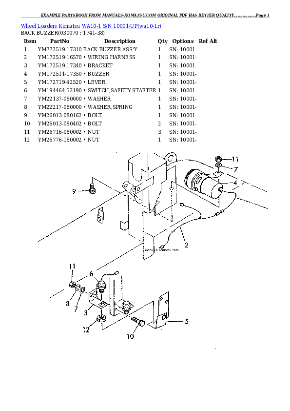 Protected: WA10-1 S/N 10001-UP Partsbook