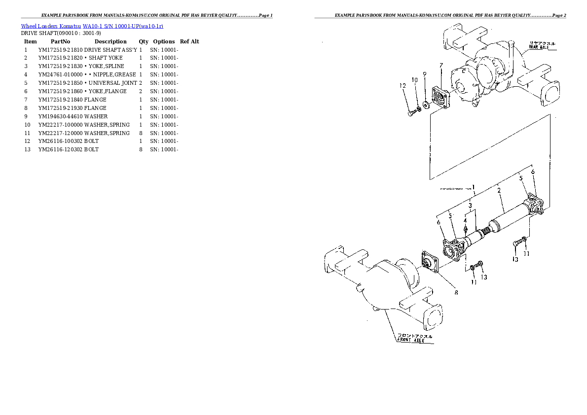 Protected: WA10-1 S/N 10001-UP Partsbook