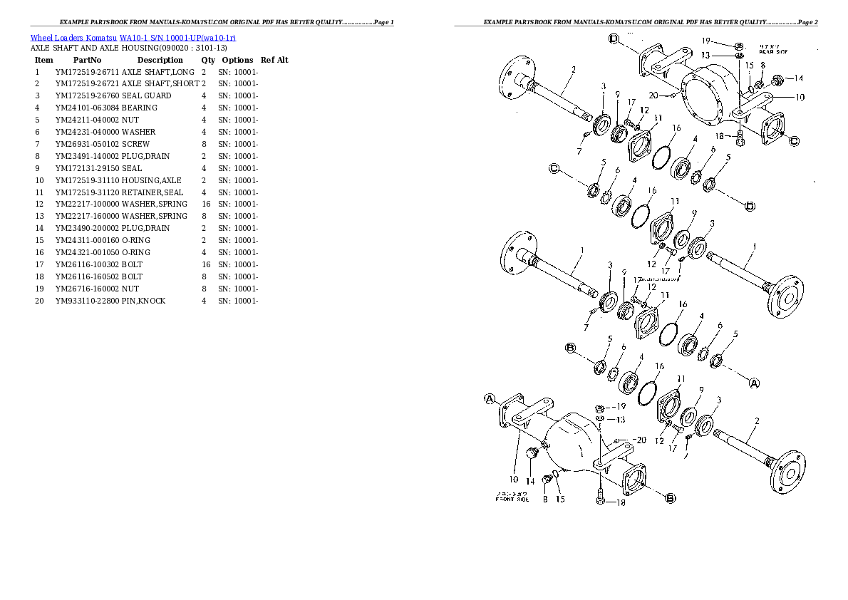 Protected: WA10-1 S/N 10001-UP Partsbook