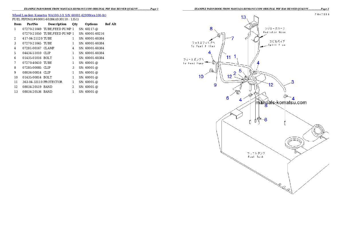 Protected: WA100-3-X S/N 60001-62999 Partsbook